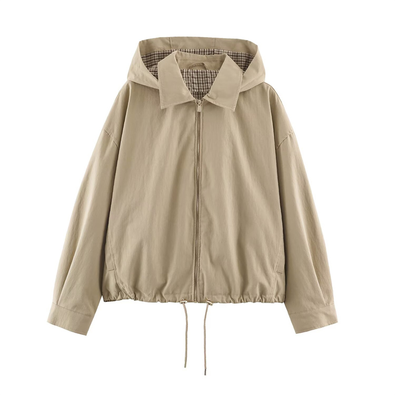 Veste pour femme Guobioziy, nouvelle collection automne 2026, veste ample à capuche kaki à manches longues, parka simple, tendance et élégante