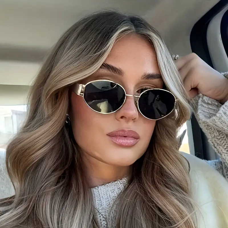 Lunettes de soleil ovales tendance pour femmes, nouvelle marque de luxe, monture en métal, lunettes de soleil classiques vintage rondes unisexes