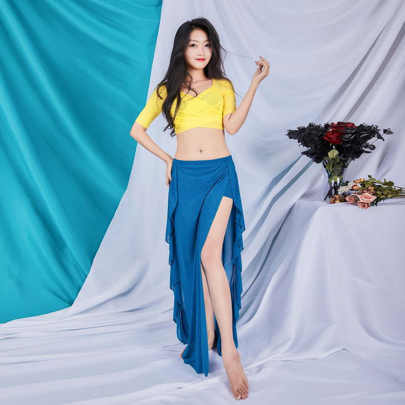 Vêtements d'entraînement pour la danse du ventre, jupe à cordon de serrage, vêtements pour débutants en danse orientale, costumes simples et confortables, tenue de danse