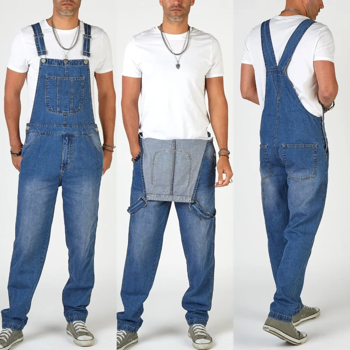 Pantalon à bretelles en Denim pour hommes, combinaisons pleine longueur délavée, salopette en jean droit Hip Hop pour hommes, Streetwear, nouvelle combinaison masculine
