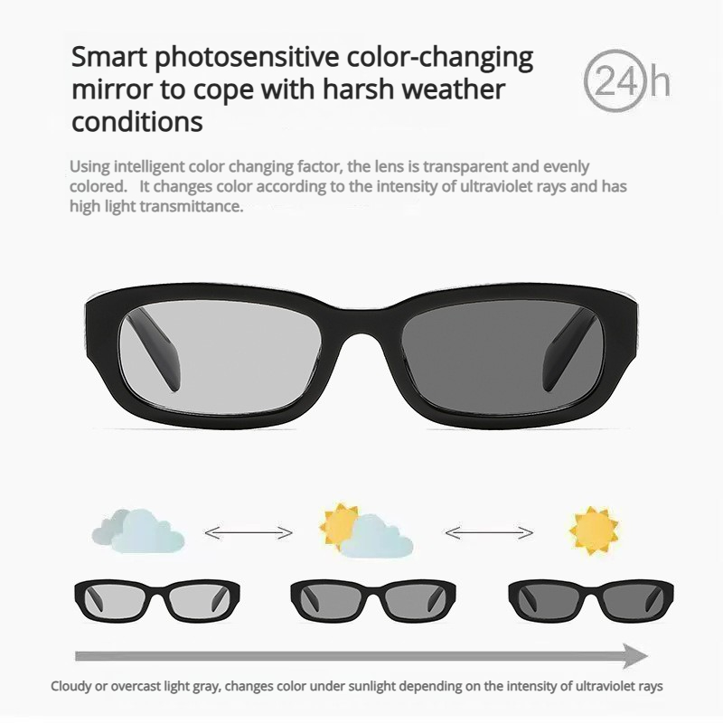 Lunettes photochromiques rectangulaires pour femmes, petites lunettes classiques à couleur changeante, élégantes, décoratives quotidiennes