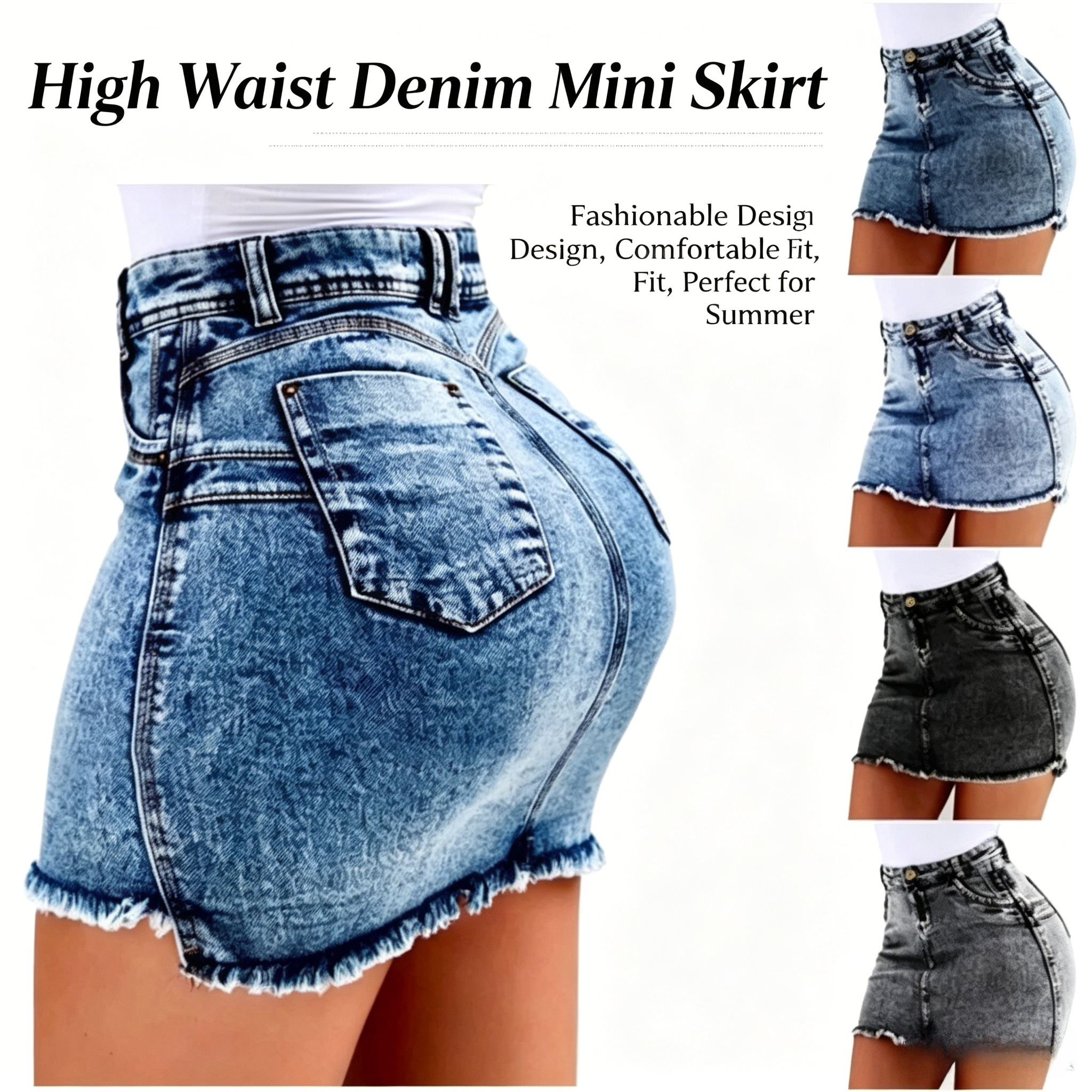 2025 Mini jupe femmes lavage Mini femme jupes courtes été femmes Sexy Denim jupe jupes pour femmes genou longueur décontracté