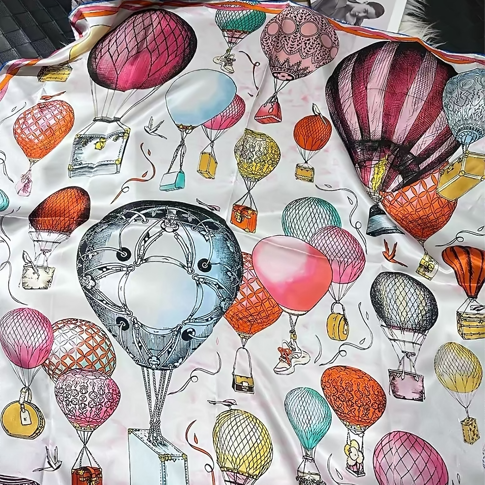 Nouveau printemps 100% foulards carrés en soie de mûrier foulards dames luxe Ballon imprimé foulard en soie naturelle châle 90*90 cm foulard de cheveux