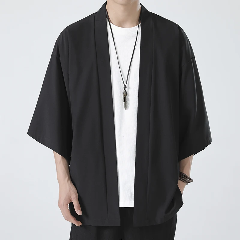 Costume japonais chemise hommes été Kimono Style Harajuku hauts manteau japon Haori à manches courtes traditionnel chemise ample décontractée Yukata