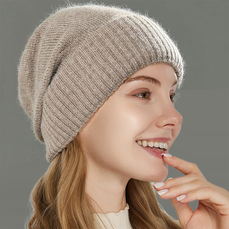 Bonnet de sommeil doux et chaud pour hommes et femmes, bonnets élastiques, bonnet Slouchy, 100% pure laine, ligne en satin, 2 couches, mode, hiver