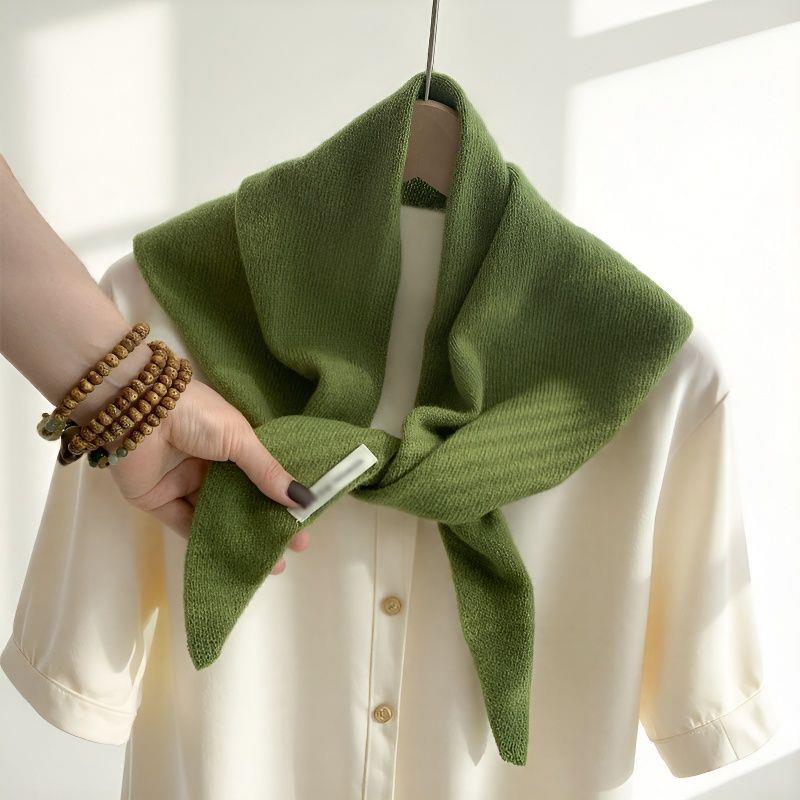 Style coréen 100% laine tricoté écharpe triangulaire femmes foulard tricoté châle écharpe en plein air chaud tricoté cou plus chaud écharpe