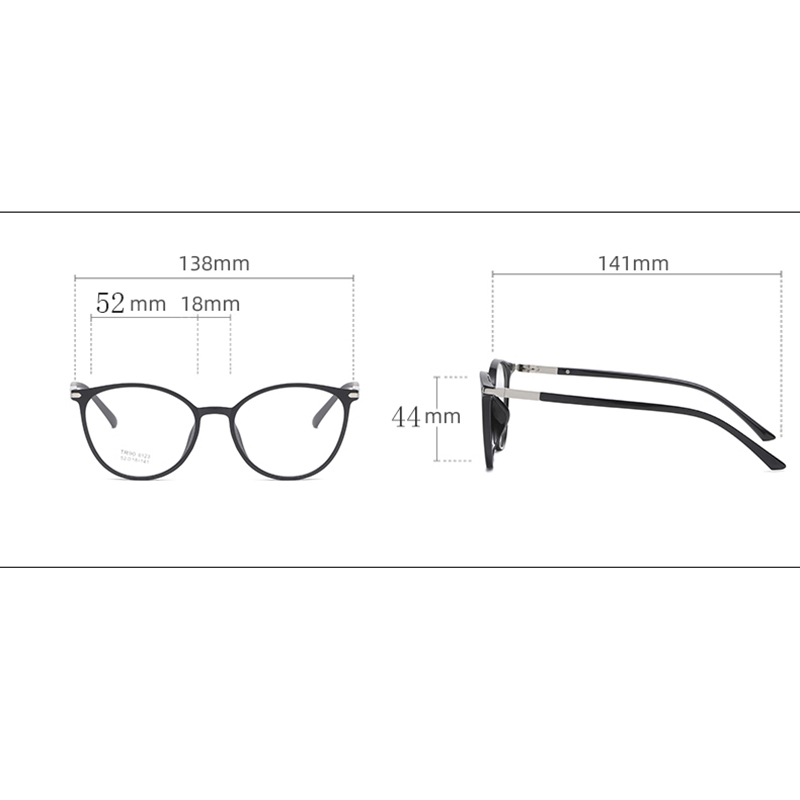 Reven Jate-Lunettes Rondes Rétro pour Femme, Montures Optiques Myopie, Verres Clairs en Métal, Noir et Or, Oculos