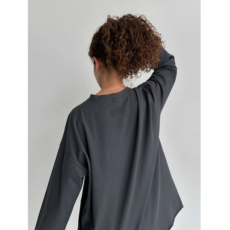 T-shirt classique en coton à manches longues et col rond pour femme, décontracté, polyvalent, solide, surdimensionné, astronomique, document, printemps, automne