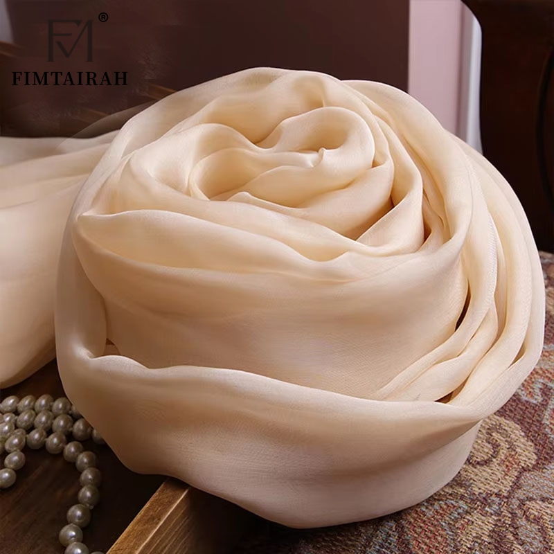 Injplanchers f-Foulard en soie beige pour femme, couleur chair, châle doux, élégant, printemps, automne, hiver, été, 100%