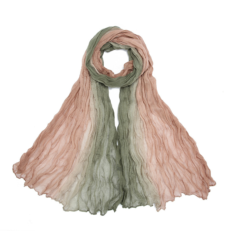 Écharpe froissée dégradée pour femmes filles étudiants, nouveaux foulards fins en Voile de coton Patchwork, châle en tricot doux, châles enveloppants pour femmes