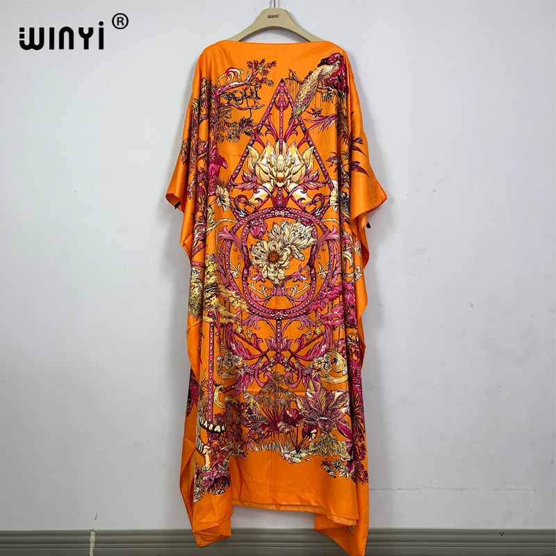 WINYI-Robe de plage imprimée de haute qualité pour femmes, vêtements africains élégants, tenue de soirée, robe musulmane