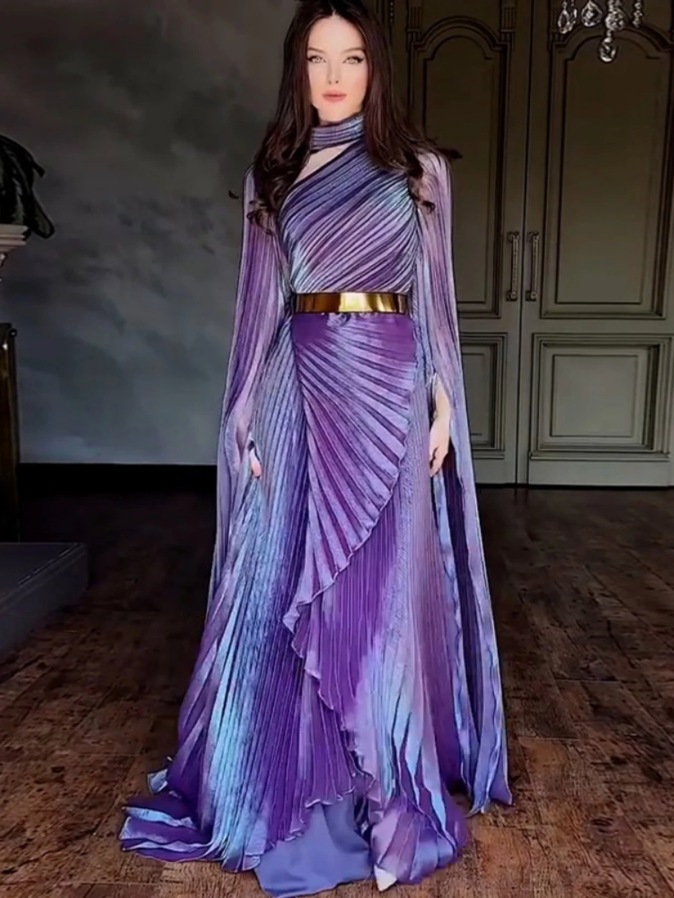 Robe de soirée Eid musulmane Abaya femmes fête plis irréguliers Jalabiya robes dubaï Largos longue Robe Ramadan maroc Caftan dubaï
