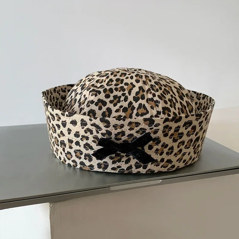Japonais mignon marin chapeau arc bleu bord chapeau femme YK2 Version coréenne tout-match grande tête bassin chapeau marine béret casquette femmes