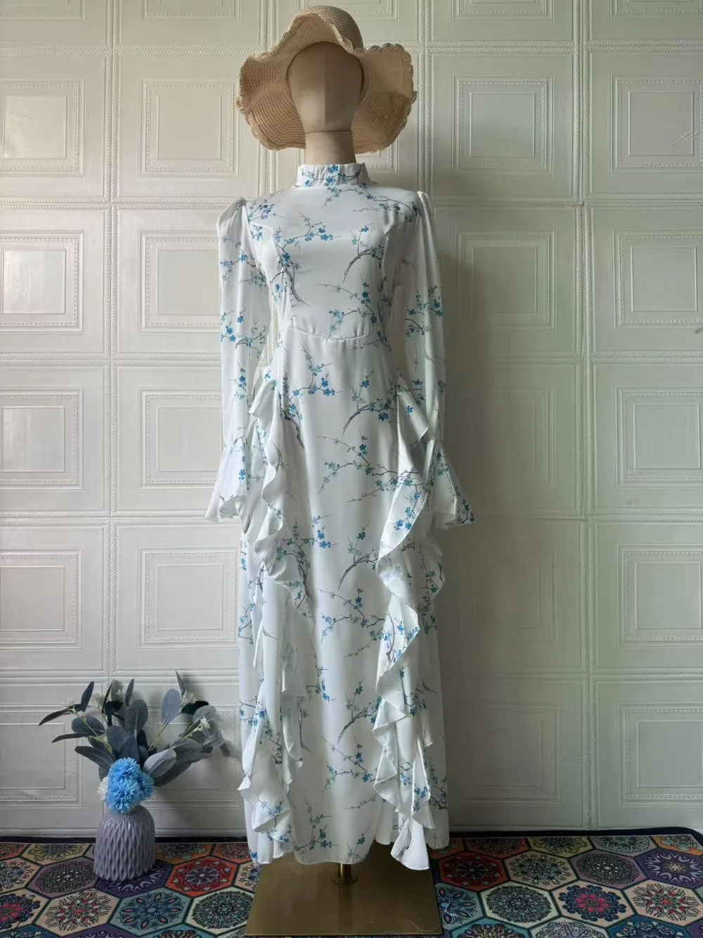 Robes de soirée Eid femmes Robe Abaya doux imprimé musulman Ramadan Jalabiya dubaï longue Robe maroc caftan robes Largos automne