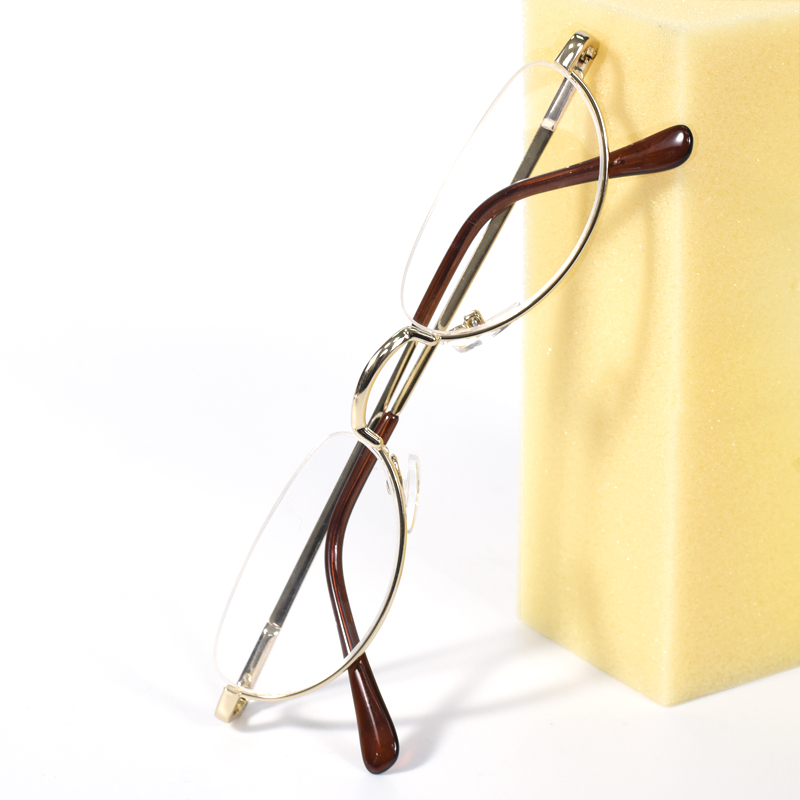 Lunettes de lecture rondes vintage à monture dorée pour hommes, demi-monture ronde pour femmes, anti-lumière bleue, avec charnière à ressort +125+175+225