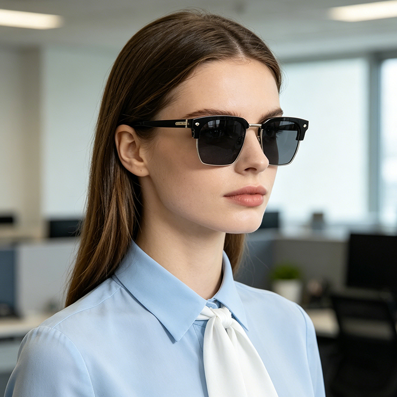 Lunettes de soleil de luxe simples pour hommes et femmes, monture carrée en métal avec rivets, protection UV pour les voyages en extérieur