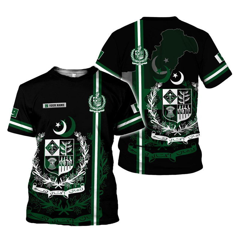 Impression 3D drapeau du Pakistan T-shirts pour hommes été décontracté à manches courtes T-shirts hauts hommes surdimensionnés T-shirts Streetwear