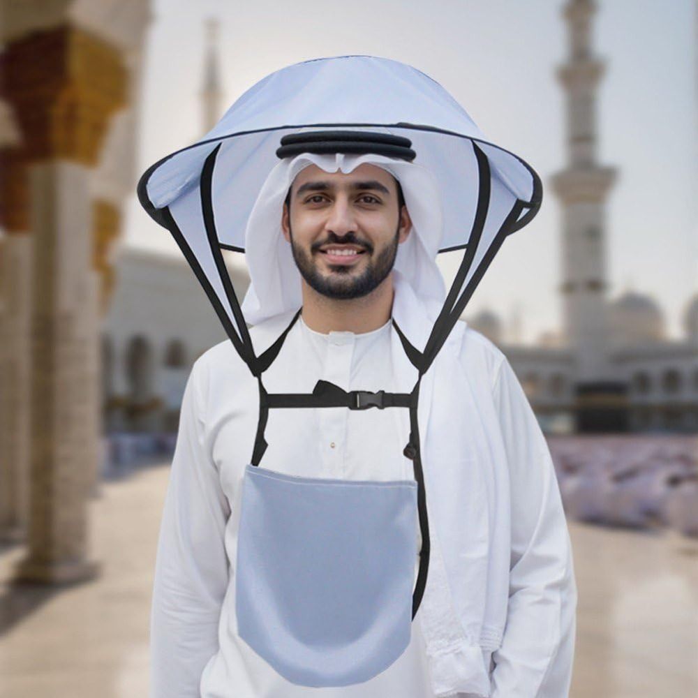 Chapeau de prière portable de haute qualité, pliable, en polyester, type parapluie, facile à utiliser, léger, pare-soleil, couvre-chef pour l'extérieur
