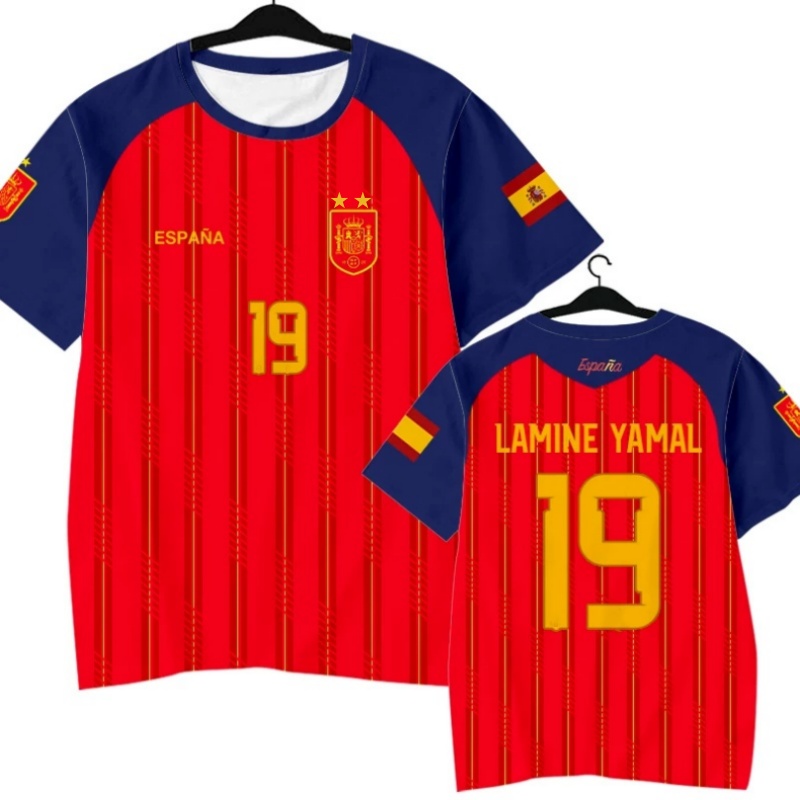 Maillot de football espagnol 2026, version fan, t-shirt à manches courtes, convient aux hommes et aux femmes, t-shirt imprimé en 3D pour hommes Y2k