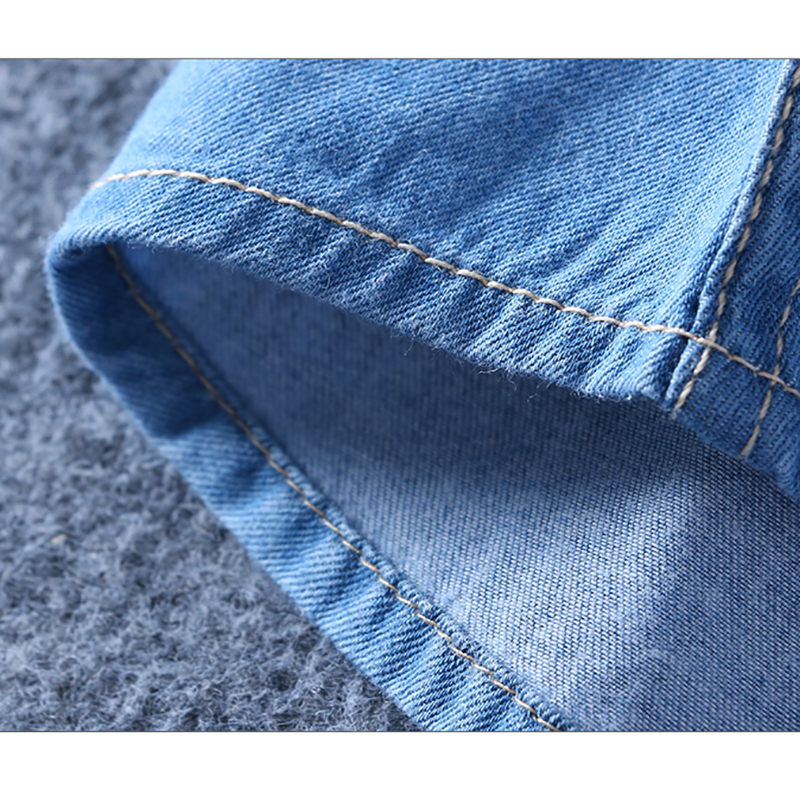 Chemise en jean à manches longues pour hommes, en coton doux, Double poches, Slim, légèrement élastique, hauts bleus, vêtements de Cowboy