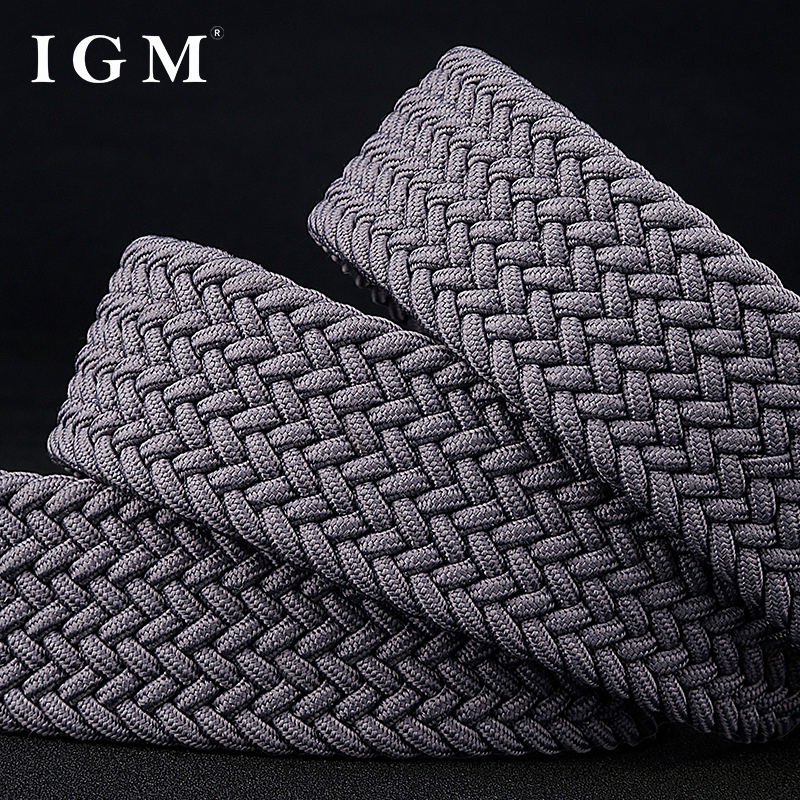 Ceinture élastique tressée pour homme sans trous, en toile, avec boucle ardillon, pour pantalon décontracté ou militaire