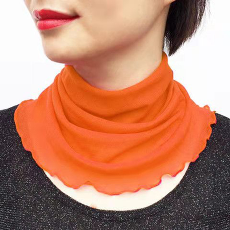 Bavoir en Polyester pour femmes, foulard en soie, protège-cou, faux col, Protection solaire, décoratif, doux, respirant, haute élasticité, E50