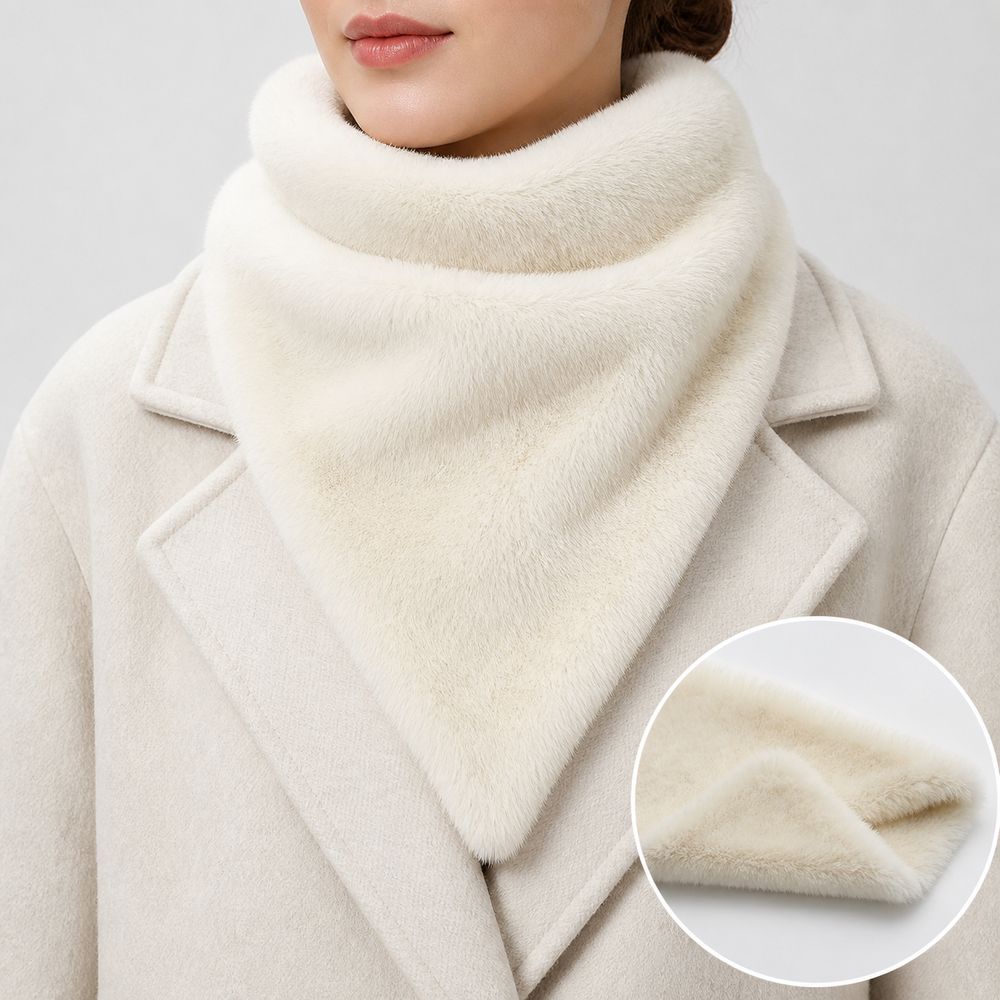 Nouvelle Écharpe en Fausse Fourrure Douce, Chaude et Confortable, Cache-cou Couleur Unie, Longue Écharpe Triangulaire pour Tenues d'Hiver