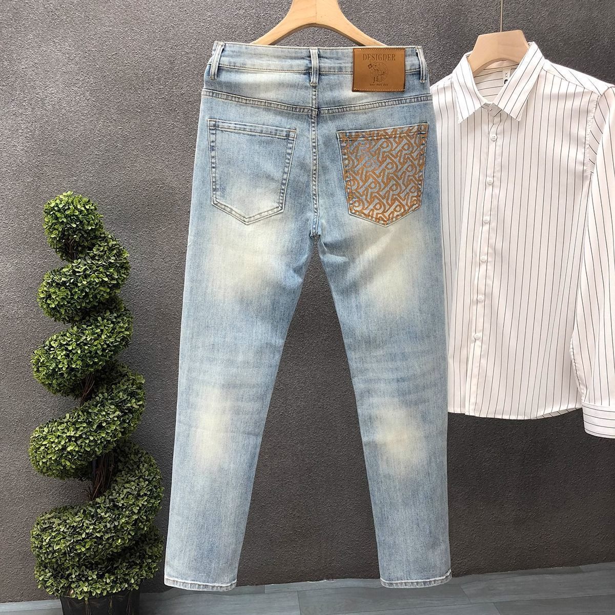 Jean Simple pour hommes, pantalon à jambes droites, tendance, nouvelle collection printemps et été 2021, vêtements de styliste haut de gamme pour hommes, pantalons longs délavés