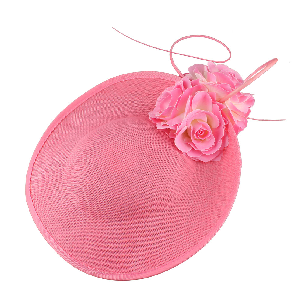 Magnifique robe formelle de mariage Fedora Cap femmes grand Derby casque fleur mode Fasinator chapeau à la main Occasion chapellerie casquette