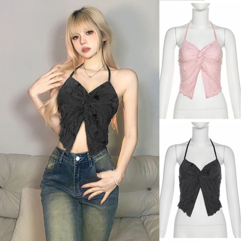 Élégant débardeur dos nu Y2K d'été, style Ins, en crochet ajouré à motif floral, pour femme, idéal pour la plage et le bord de mer