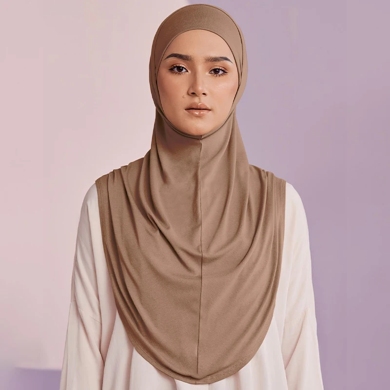 Malaisie couvre-chef casquettes Turban Ramadan pour les femmes de mode musulman instantané Hijab une pièce châles bandeau Khimar écharpe Femme