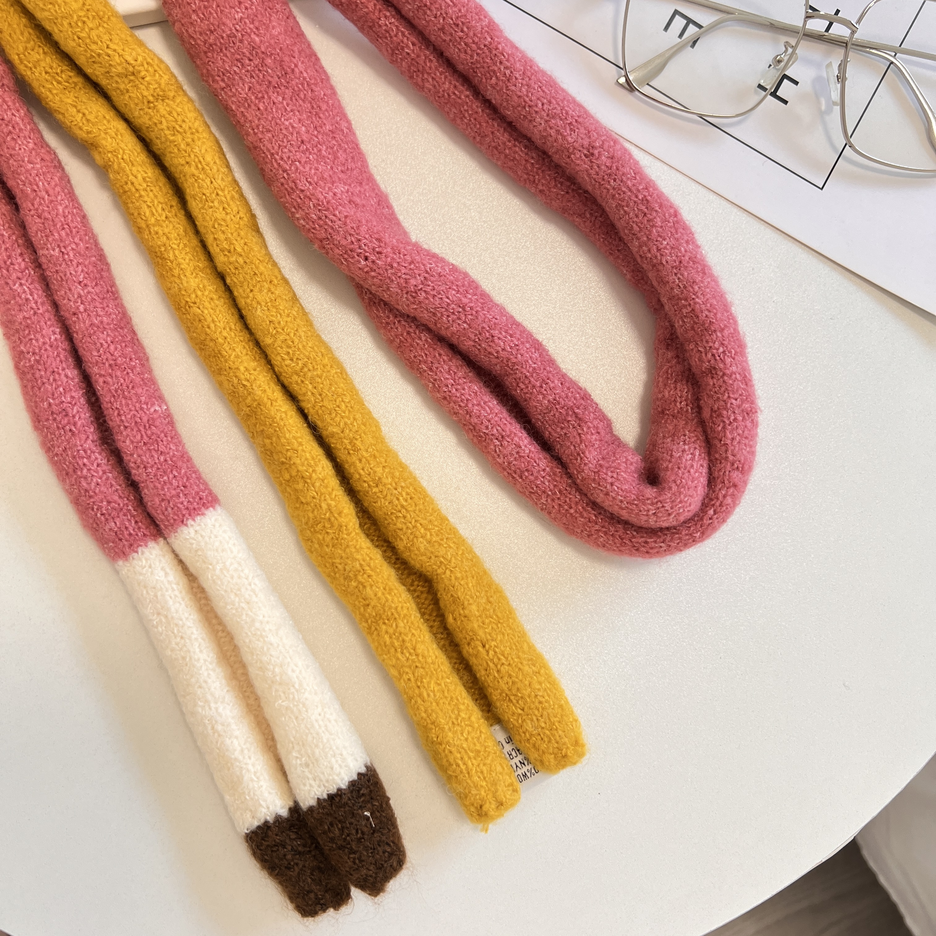 Écharpe en peluche rayée en laine pour femmes, Design de Niche, sens Spice Girl, décoration polyvalente, Version coréenne, écharpe longue fine et étroite