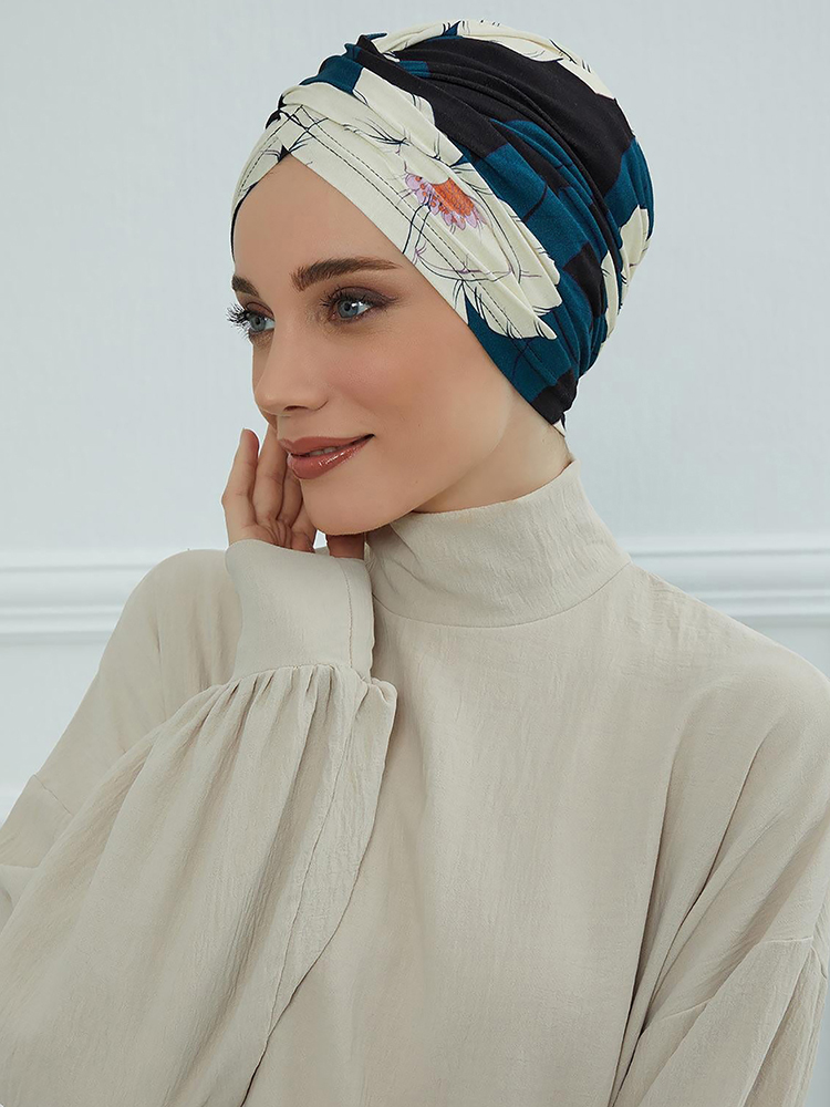 Turban instantané à fleurs pour femmes musulmanes, casquette Hijab islamique de turquie, couvre-chef arabe, écharpe de tête, accessoires pour cheveux, chapeau