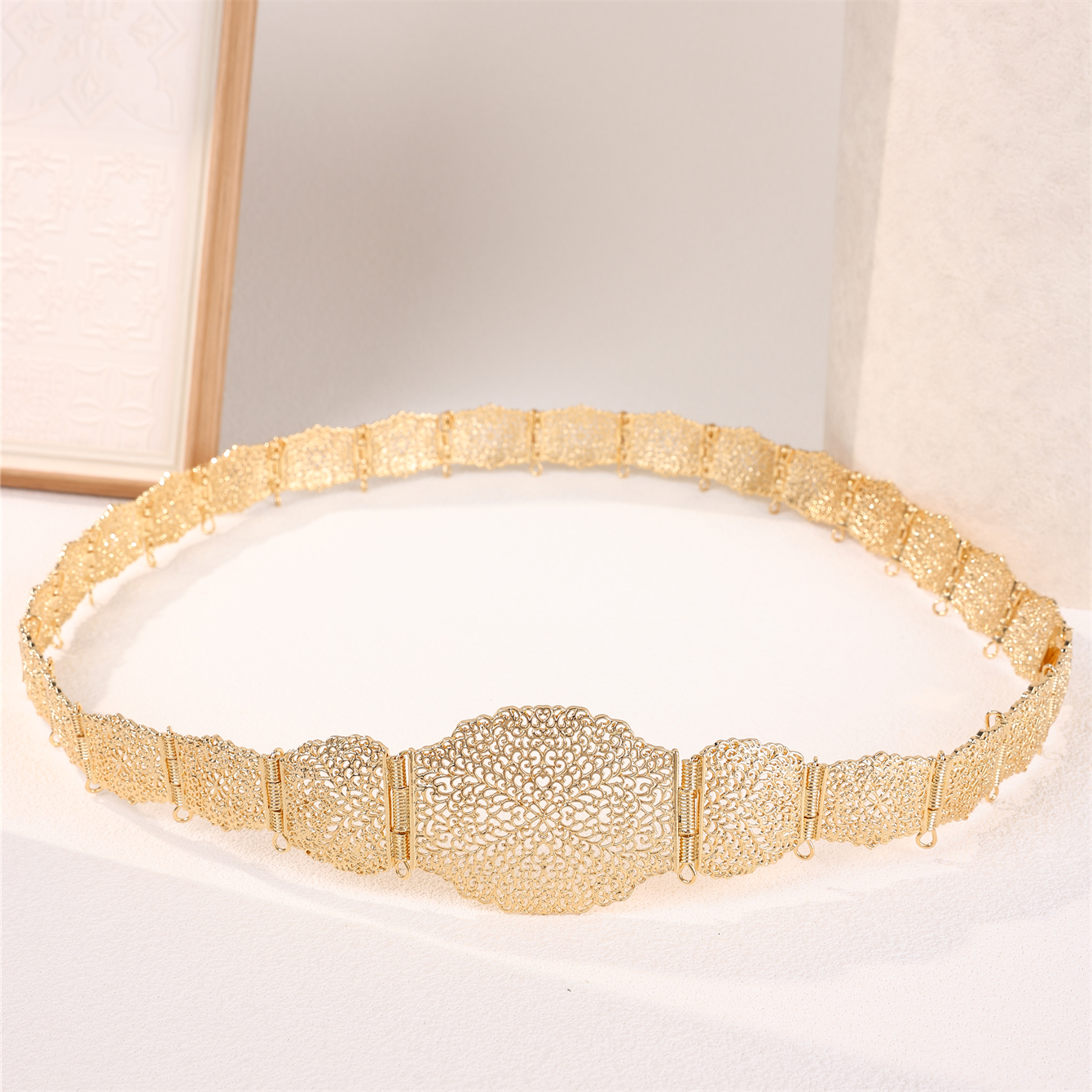 Ceinture en alliage de mariée marocaine, longueur réglable, chaîne de corps pour dame, décoration de taille aristocratique française