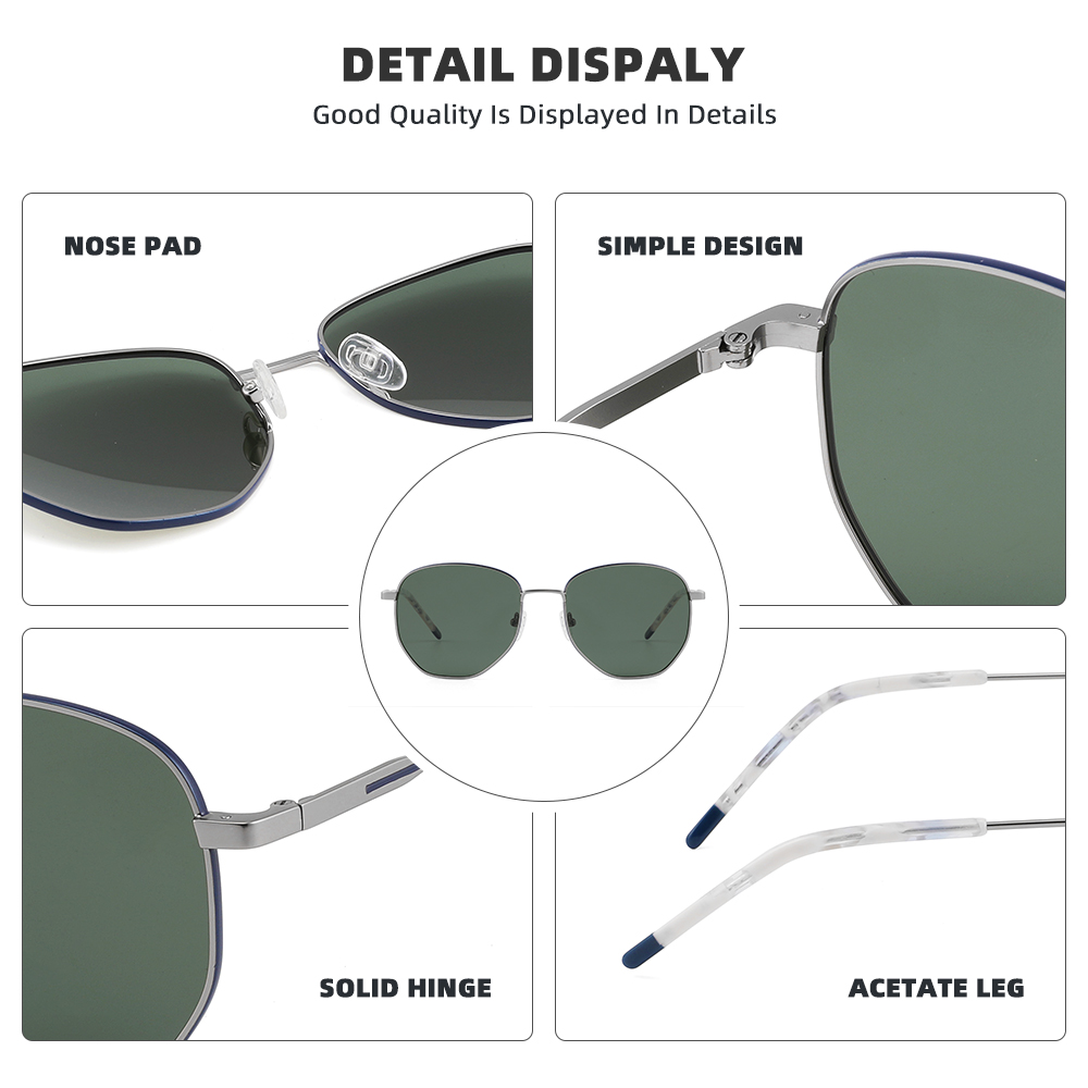 Lunettes de soleil polarisées carrées pour femmes et hommes, petites lunettes hexagonales à verres polarisés, lunettes de soleil tendance, lunettes classiques, protection UV400