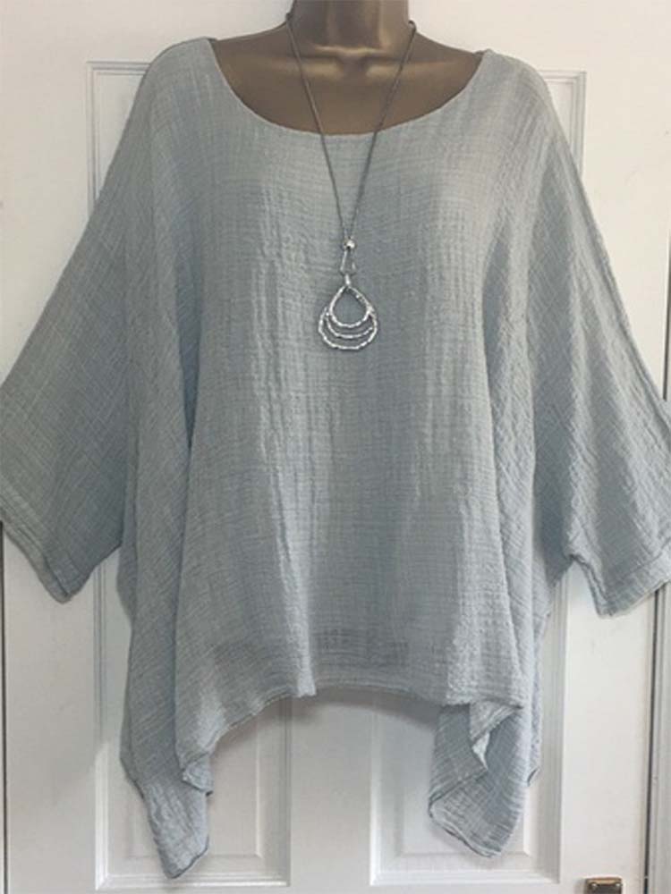Haut ample à manches chauve-souris pour femmes Monochromatic Street Trend Pull à manches courtes T-shirt Vêtements de tous les jours pour femmes Été Nouveau