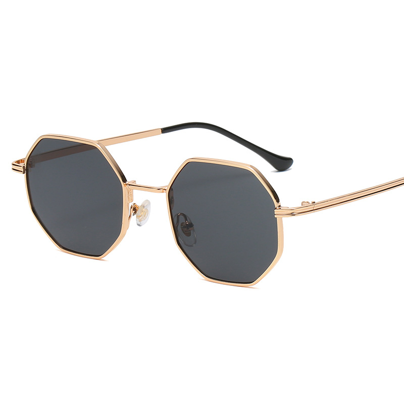 Lunettes de soleil pour femmes, lunettes de soleil en métal polygonales, monture vintage, lunettes de soleil de marque de luxe pour hommes, lunettes de soleil miroir UV400 pour femmes