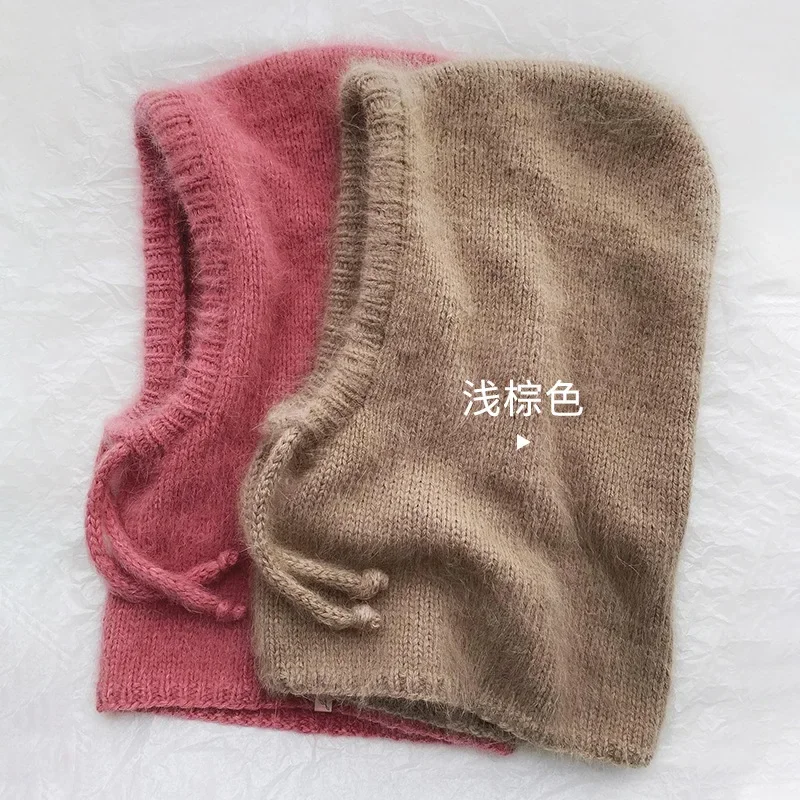Chapeaux d'hiver en fourrure de lapin pour femmes, unisexe, tricoté, col à capuche, cagoule élastique réglable, chapeaux Gorros Mujer Invierno, nouveau