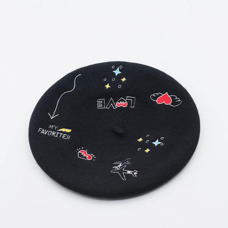 COKK – béret en laine brodé pour femme, chapeau de peintre, Vintage anglais, collection automne et hiver