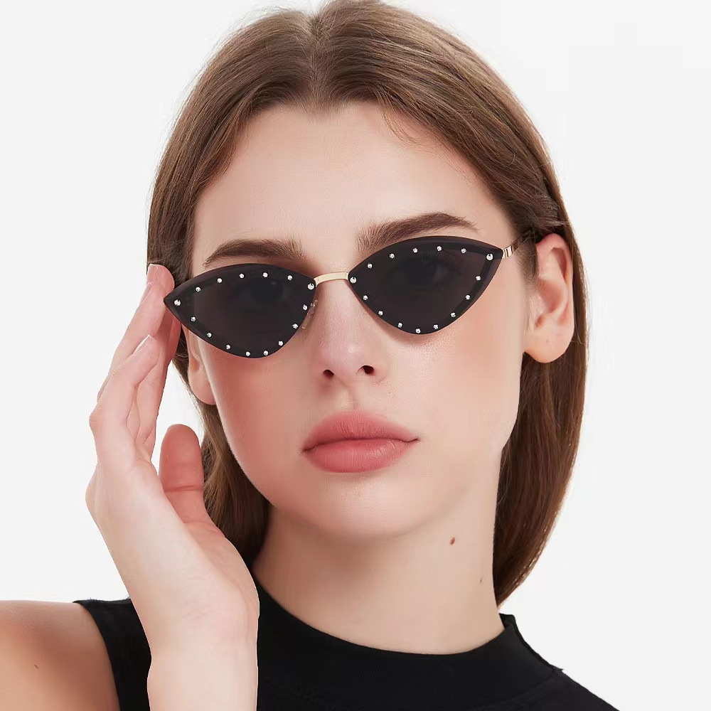 Lunettes de soleil à monture métallique œil de chat pour femmes et hommes, ovales, Vintage, nuances féminines, lunettes de soleil elliptiques pour femmes