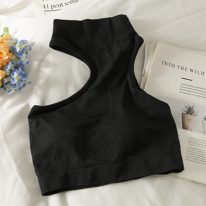 Hauts pour femme tricoté sexy crop hauts épaules dénudées licou tanke haut femmes construit en soutien-gorge camis pour femmes sans manches chaud