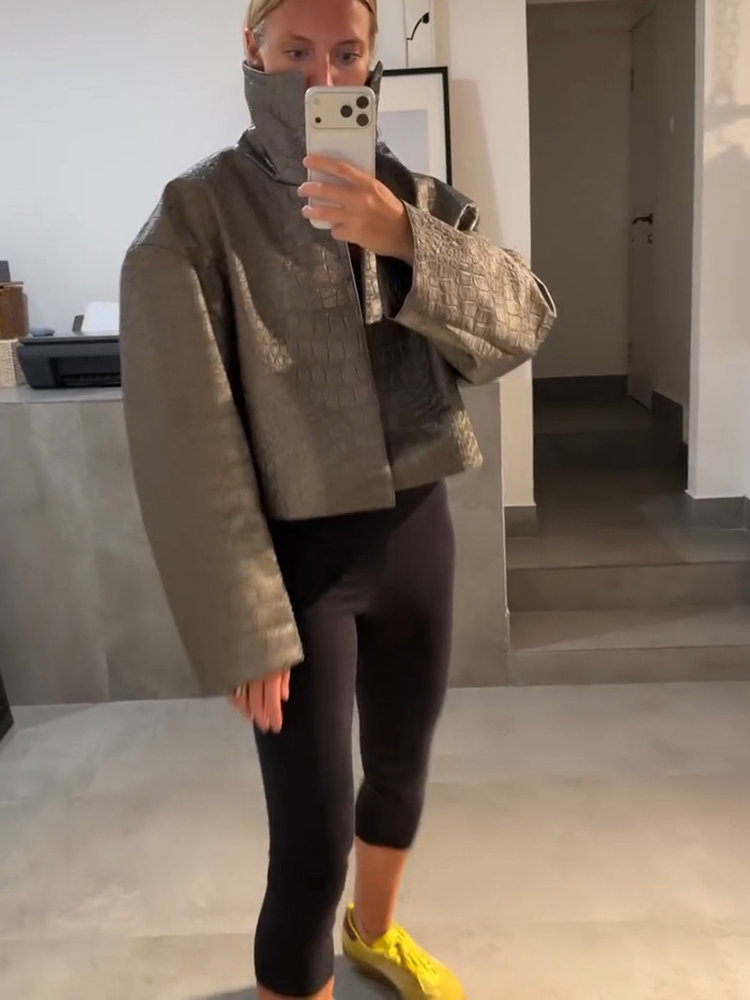 Manteau plaid pour femme, veste courte à col montant, manches longues, simple boutonnage, décontracté, chic, tendance, streetwear, pour l'automne