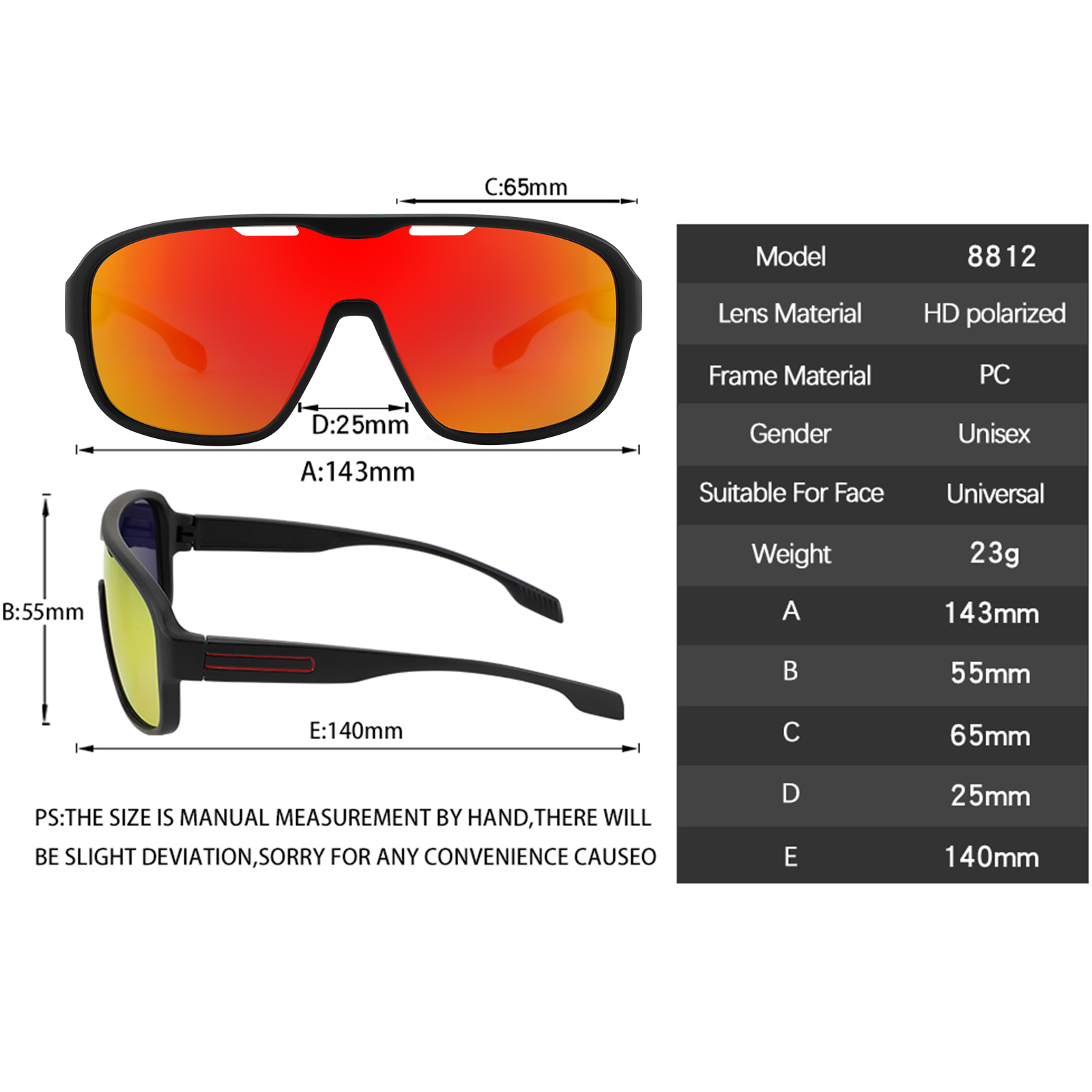 Lunettes de soleil polarisées tout-en-un avec protection solaire pour homme ou femme TR90 UV400