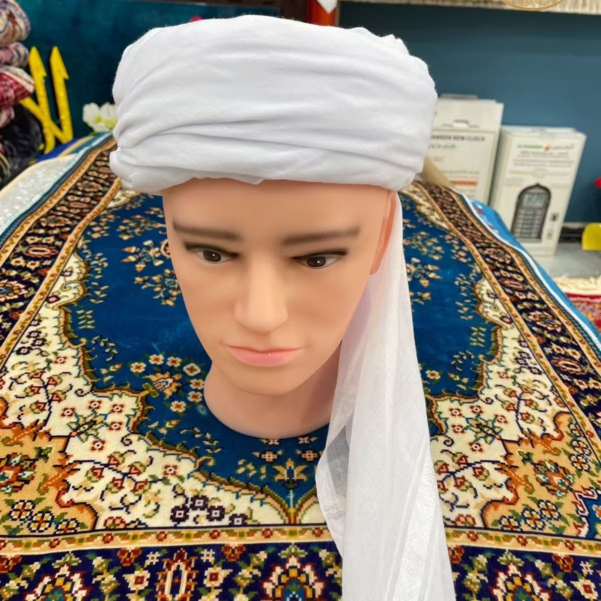 Hijabs blancs musulmans pour hommes, écharpe élégante, turquie, dubaï, pour l'extérieur, islamique, Eid, Ramadan, prière, couvre-chef, fête dansante