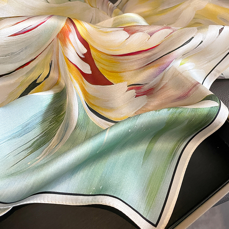 Foulard de Luxe en Forme de Mûrier pour Femme, Hijab de 53cm, 100% Authentique, de Marque, pour Sauna, Fleurs, Décoration de Sac à Main, Printemps et Automne