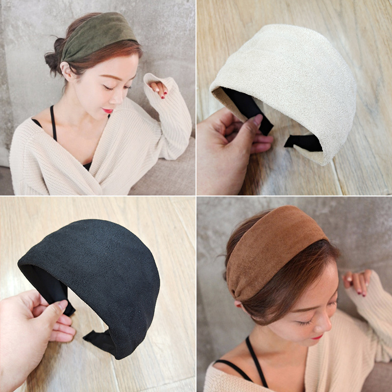 Bandeau de sauna en cuir suédé super large pour femme, bandeau uni élégant, turban de tête non ald, accessoires pour cheveux simples, mode