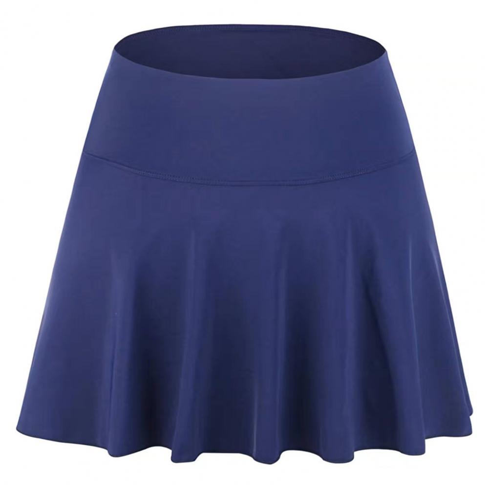 Jupe de natation taille haute en tissu double couche avec fentes latérales, jupe de sport athlétique anti-humidité avec short intégré