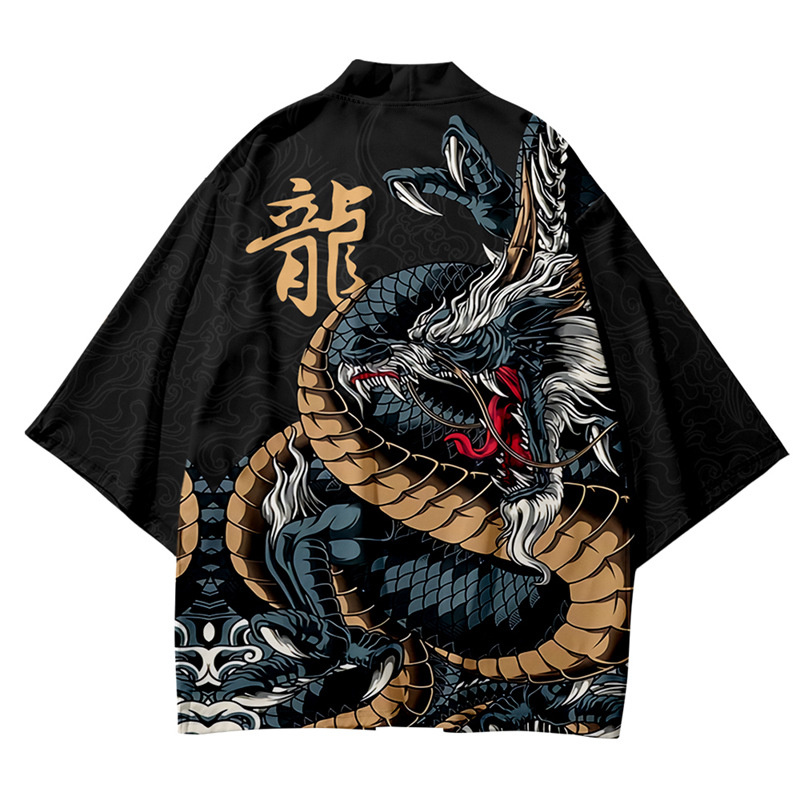 Kimono japonais pour enfants de 3 à 14 ans, Costume traditionnel pour garçons et filles, imprimé carpe ondulée, veste Cardigan Haori, vêtements de plage pour enfants, cape