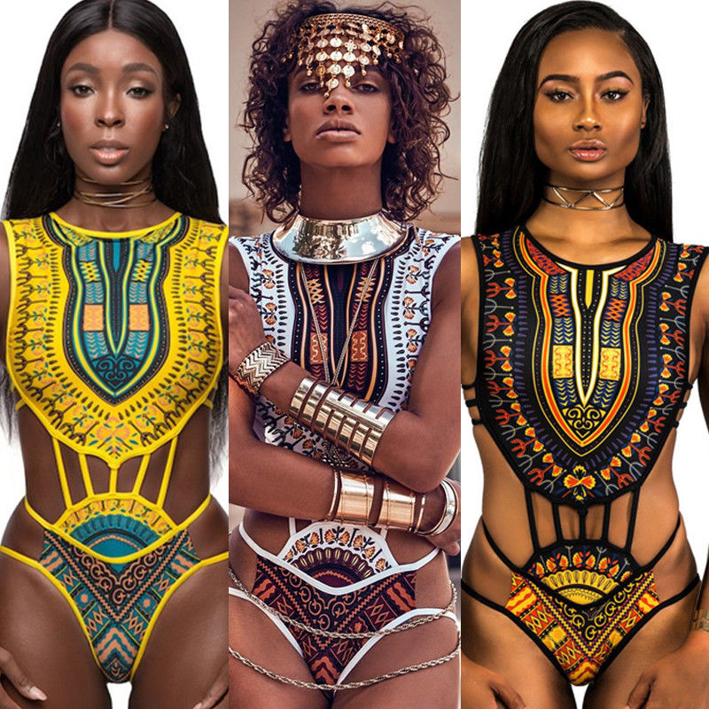 Femmes ethnique Floral une pièce maillot de bain africain maillot de bain taille haute imprimé couvrir Bikini ensemble Vintage Sexy maillots de bain maillots de bain