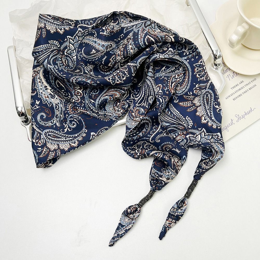 Écharpe en soie florale d'imitation de cajou, Style littéraire, accessoire polyvalent, Triangle de taille, ceinture, écharpe de taille pour femmes